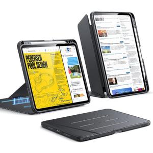 ESR for iPad Pro 11 Inch Case (M5/M4) 2025/2024, Vertical Stand Cover, Multi Stand Angles, Ultra-Stable Case with Pencil Holder, Flip Series, Black