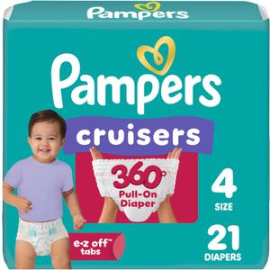 Pampers Diapers - Cruisers 360 - Size 4, 21 Count, up to 100% Leakproof Fit, Designed for Active Babies, Pull On Diaper