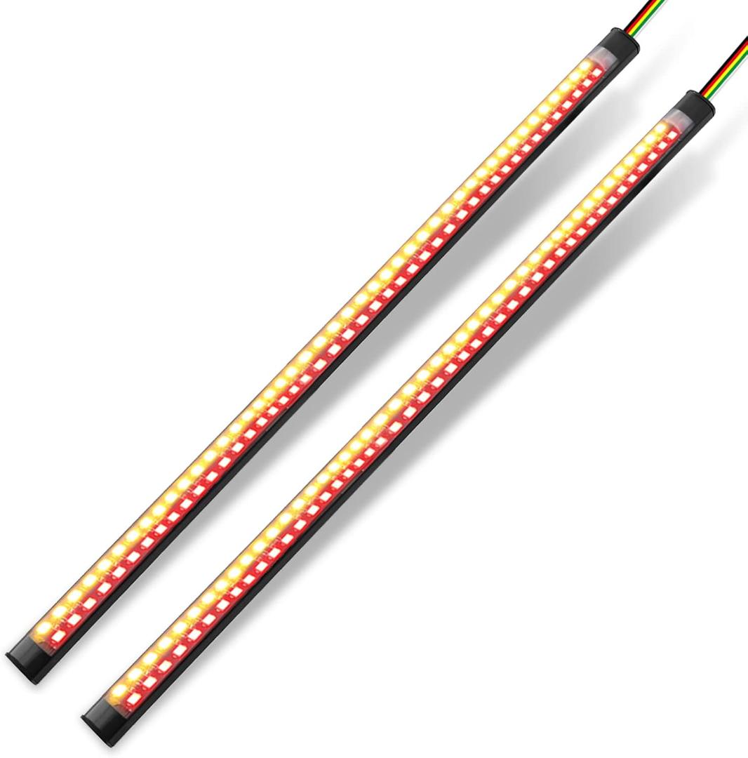 2Pcs 11.8'' LED Motorcycle Tail Lights,4-in-1 Fuctions Motorcycle Driving Brake Turn Signal Flexible LED Strips for Davidson Harley,motorbike,ATV,RV,SUV,CAR