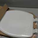 Mayfair Linden Slow Close Toilet Seat, Non Slip Heavy Duty Wood, Easy Install, Elongated, White