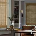 LazBlinds No Tools No Drill Cordless Bamboo Roman Shades, Light Filtering Window Treatment, Roll Up Bamboo Blinds for Windows 28'' W x 64'' H, Natural 306