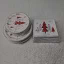 Homlouue 200 Pcs Disposable Christmas Tree Plates and Napkins Sets, Heavy Duty 9 inch Paper Plates, Christmas Party Supplies Decoration for 50 Guests