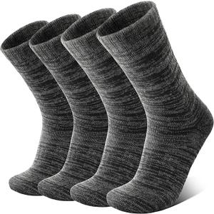 Anlisim Merino Wool Warm Boot Hiking Socks Thermal Extra Thick Winter Cozy Crew Comfy Cushioning Work Women Men Socks 4 Pairs (Large, Black Series)