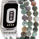C&L Accessories Compatible with Fitbit Charge 6/5 Natural Gemstone Beaded Handmade Adjustable Bracelet Replacement Band for Women (Indian Agate)