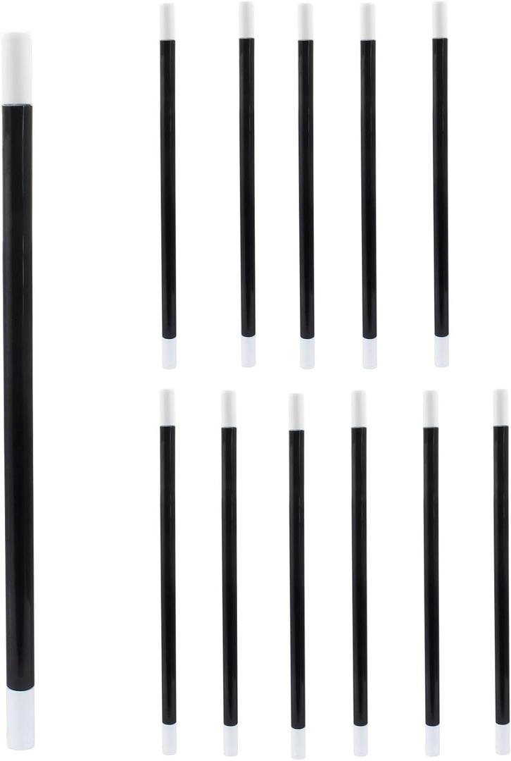 12 Pcs Plastic Magic Wand Black and White Spell Casting Sticks for Magician Costume, Wizard Witch Theme Parties Enhance Dress Up, Birthday Games, and Party Favors,9.6 Inches