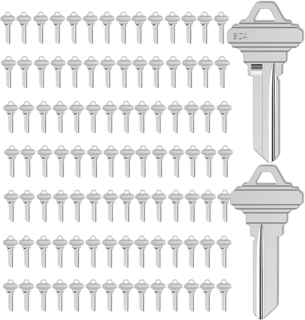WAH LIN PARTS Blank Key Blanks, Pack of 100 Uncut Blank Keys, Copper Structures Blank Keys(SC4), Nickel, Brass, WL-SC4