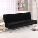 Thick Plush Futon Cover Stretch Armless Sofa Bed Slipcover Soft Couch Sofa Cover Futon Slipcover (Black)