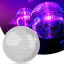 Large Disco Ball, 16 Inch Mirror Ball for Disco Party Decorations, Silver Big Haning Disco Ball Decor Ornaments with Hanging Ring for Easy Installation for DJ Club Stage Bar Wedding
