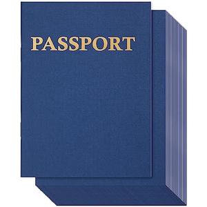 Juvale 24-Pack Blank Passport Notebooks for Kids, 4.1 x 5.6 Inches, Pretend Passport Books for Kids Travel Play and Classroom Activities, Blue