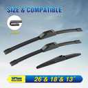 5 PLUS Windshield Wipers Replacement for Kia Telluride 2023-2020 / Kia Sedona 2021-2015 Premium All-Weather Front & Rear Wiper Blades 26"+18"+13"-OEM Original Factory Quality(Set of 3)