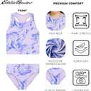 Eddie Bauer Girls' UPF 50+ Swim Bikini Bottom and Racerback Tankini Set (Blue, M)