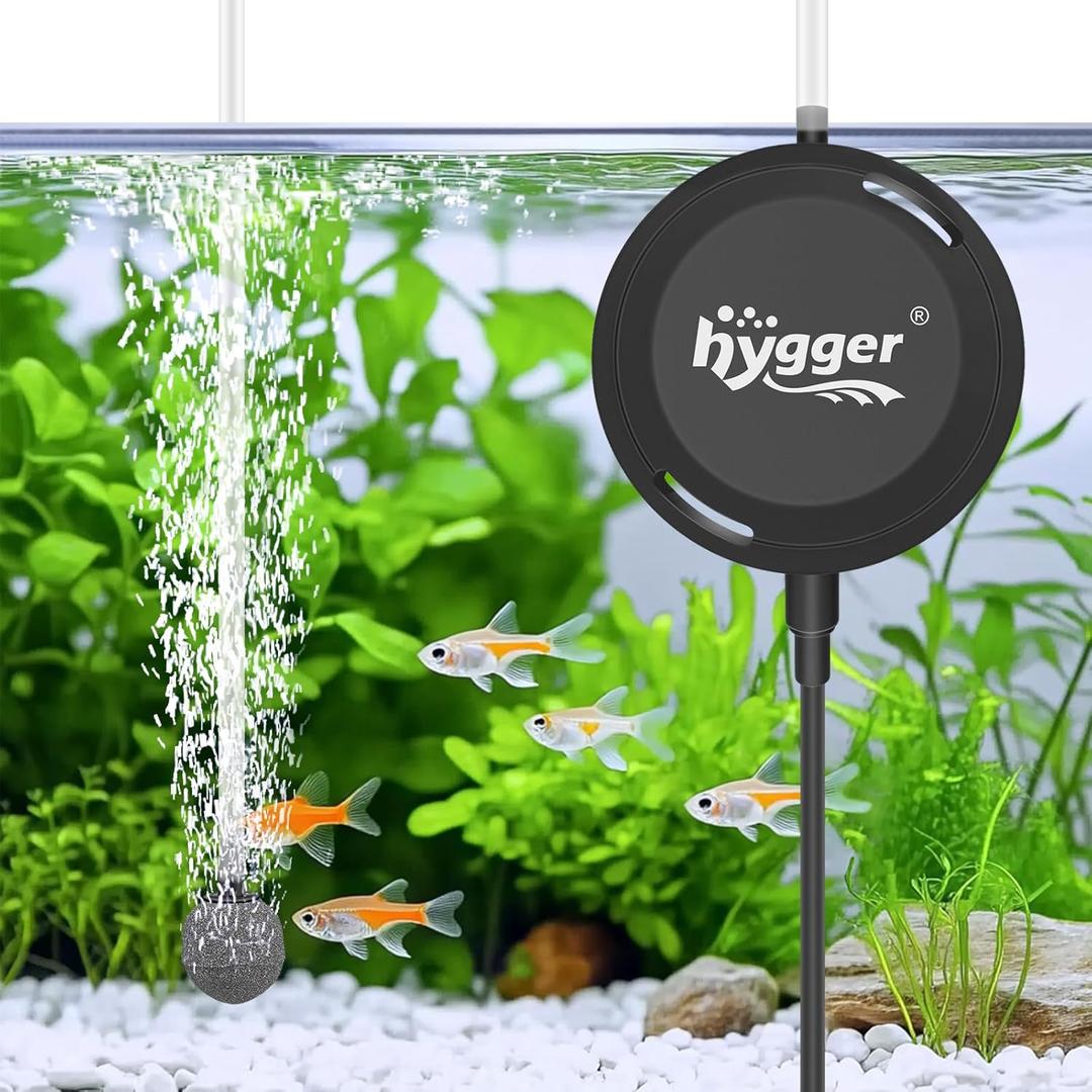 hygger MINI 1.5W Fish Bowl Aquarium Silent Air Pump with Accessories, Oxygen Aerator Kit for Fish Tank 0.5-12 Gallon Fish Tank