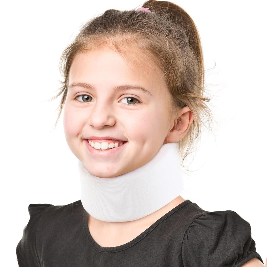 Kids Neck Brace for Neck Pain and Support, Soft Foam Cervical Collar Adjustable Youth Neck Support for Childrens Whiplash and Childs Torticollis Neck Stabilizer