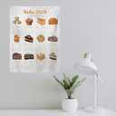 2026 Dessert Calendar Tapestry, 70x100cm Sweet Food Wall Hanging, Aesthetic Home Decor with Hook & 2 Pcs 3M Adhesive Dots for Bedroom Kitchen (Dessert)
