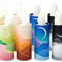 Zodaca 8-Pack Car Tissues Cylinder Boxes - Round Travel Wipes for Car Cup Holder (50 Tissues Per Container, Gold Foil Moon Design)