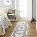 Home Dynamix Premium Sakarya Traditional Medallion Runner Area Rug, Ivory/Blue, 1'9"x7'2"