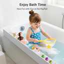 Bathtub Splash Guard PlayPad Shelf Area with Strong Suction Cups, Toy Tray Caddy Holder Storage Over Tub, Bathtub Ledge Guard, No Mess Water, Splash Protection Water Barrier for Bathroom-White
