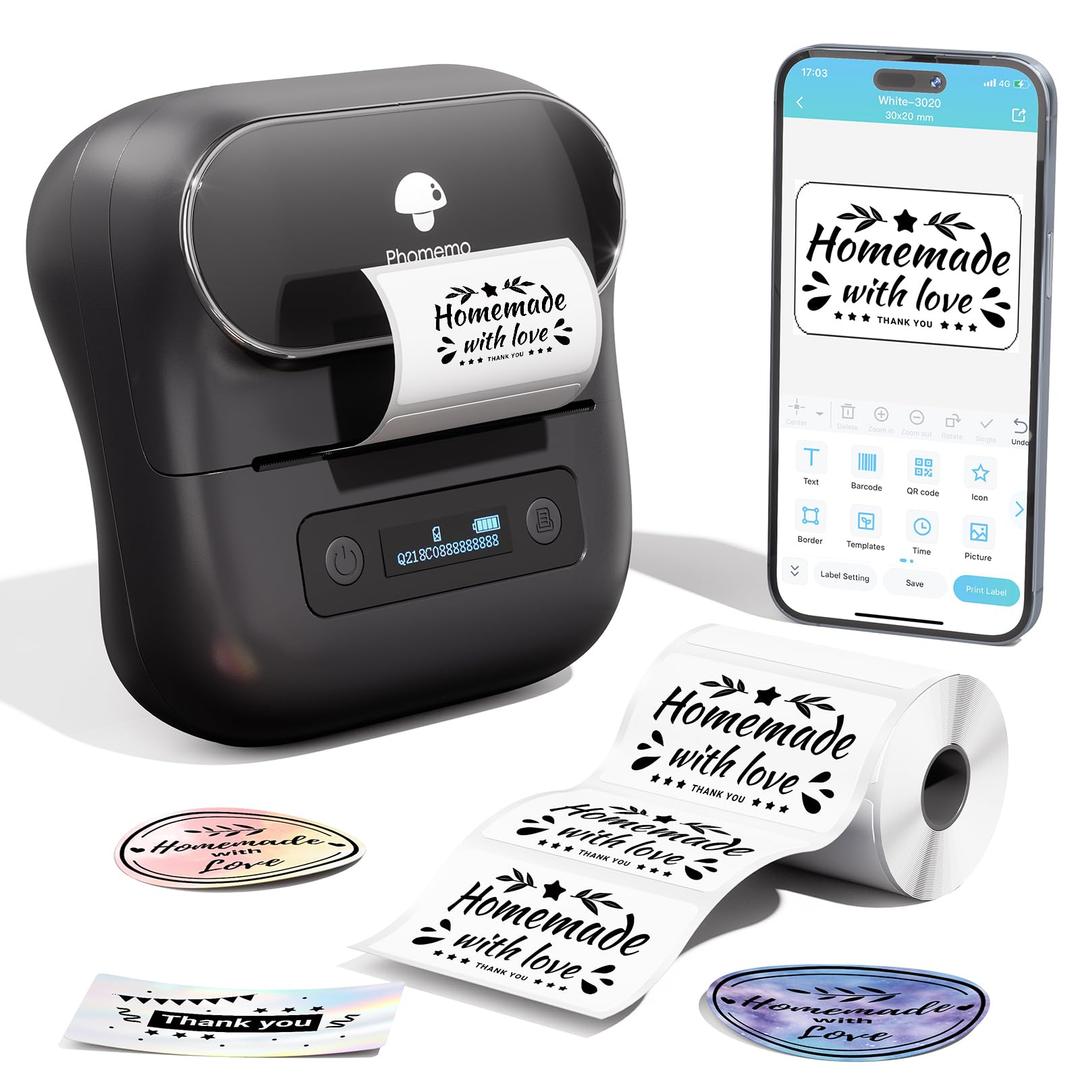 Phomemo Label Maker,M220 Label Printer, Bluetooth Label Maker Machine