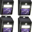 4 Pack of Solar Bug Zapper Outdoor & Mosquito Light - 1000V Electric Bug Trap, Solar-Powered Fly Killer with Motion Sensor, Waterproof & Cordless