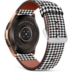 Mingdao Compatible with Galaxy Watch 7 6 5 4 /Watch5 Pro / Watch3 (41mm) / Galaxy Watch (42mm) / Active2 / Active Stylish PU Leather Band Replacement Strap, Houndstooth MD6979