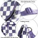 MEISEY Checkered Crossbody Messenger Bag, Black and White Pattern, Adjustable Shoulder Strap