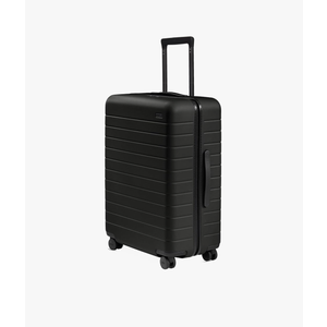 Away Medium Checked Luggage, Lightweight Hard Shell Suitcase with Spinner Wheels, Durable Rolling Luggage, TSA Lock, 26 Inch, Jet Black