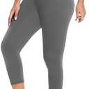 MOREFEEL V Cross Waist Capri Leggings for Women- Summer Workout Tummy Control Butt Lift Soft Sports Gym Yoga Pants Tights , size L