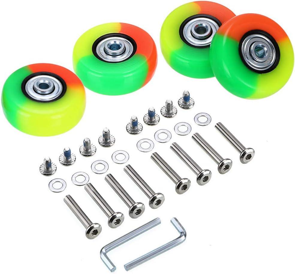 OwnMy 50mm x 18mm Set of 4 Luggage Suitcase Replacement Wheels, Rubber Swivel Caster Wheels Bearings Repair Kits (Colorful)
