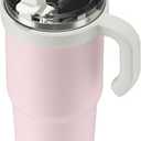 For Iced Coffee & Smoothies Never Drink from a Moldy Lid Again: 24oz Hygienic Tumbler, 100% Leakproof Lid & Removable Foldable Spout. Reinforced Base, Fits Cup Holders-Pink sand