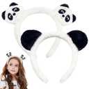 Plush Panda Ears Costume Headband - 2 Pcs Cute Ear Hair Accessories for Themed Events and Party Decoration