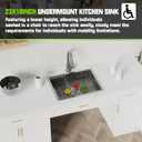 Stainless Steel Kitchen Sink, 23x18x5.5 Inch Low Height Design Single Bowl Undermount Kitchen Sink Come With Accessories Ensure Individuals With Limited Mobility Easily Accessing And Using, 23x18x6 inches