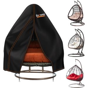 Enzeno Patio Egg Chair Cover Waterproof, 90x79inch Egg Chair Cover with Zipper,Windproof Double Egg Swing Chair Covers,Outdoor Hanging Chair Covers Weatherproof,Black