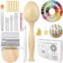 Darning Egg, Mini Darning Loom, Darning Egg Weaving Tool Set with Small Weaving Loom Kit with 14 Pcs Large Eye Needles 50 Colors Darning Thread for DIY Handicraft Home Sewing Care