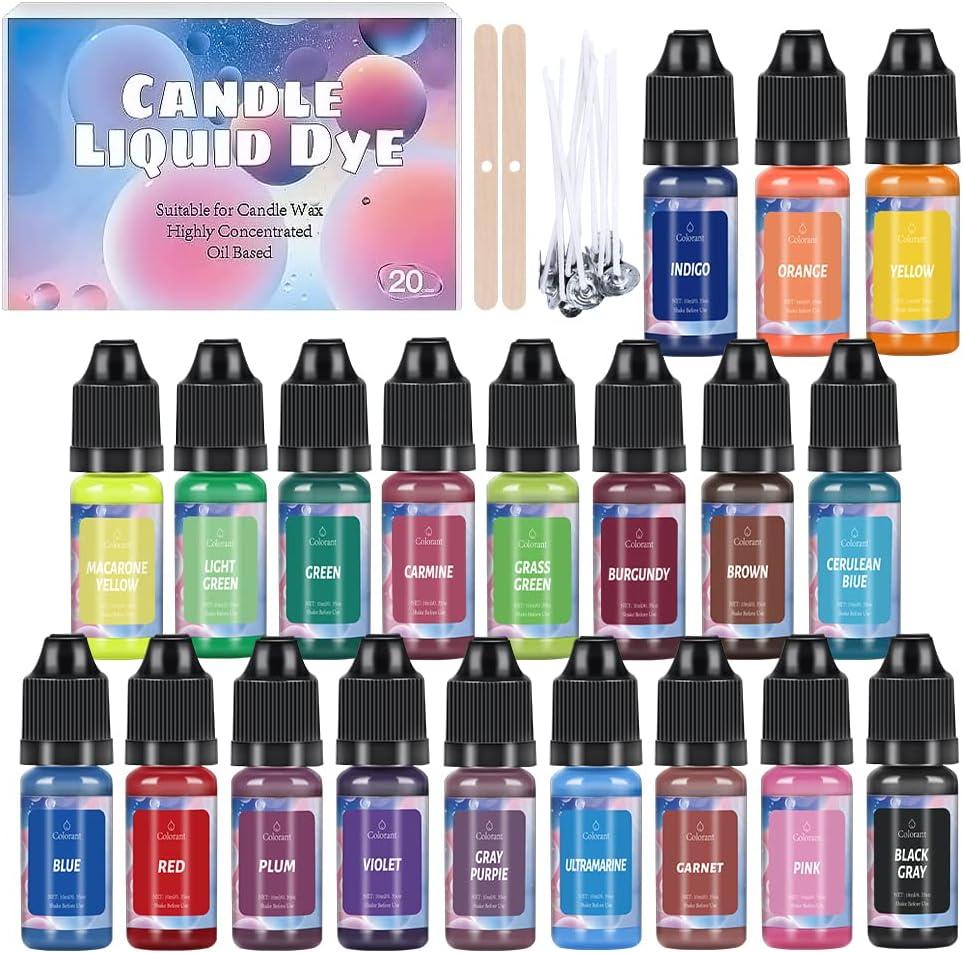 Oil-Based Candle Dye Non-Toxic Non-Irritating for DIY Making Supplies - Vibrant Concentrated Coloring for Soy Wax Dyes, Beeswax, Gel Wax, Candle Making Kit