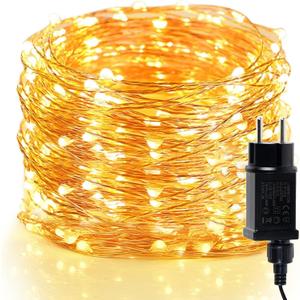 Moobibear 66Ft 200LED Plug-in Waterproof Fairy String Lights with 8 Lighting Modes - Indoor & Outdoor Decor for Bedroom, Girls Room, Garden, Party, Christmas - Warm White Twinkle Lights