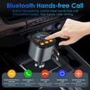 Retractable Car Charger,5 in 1 Fast Cars Phone Charger 90W,Bluetooth 5.3 FM Transmitter Adapter, Handsfree Call,2 Retractable Cables and USB Chargers for iPhone17/16 15/14/13