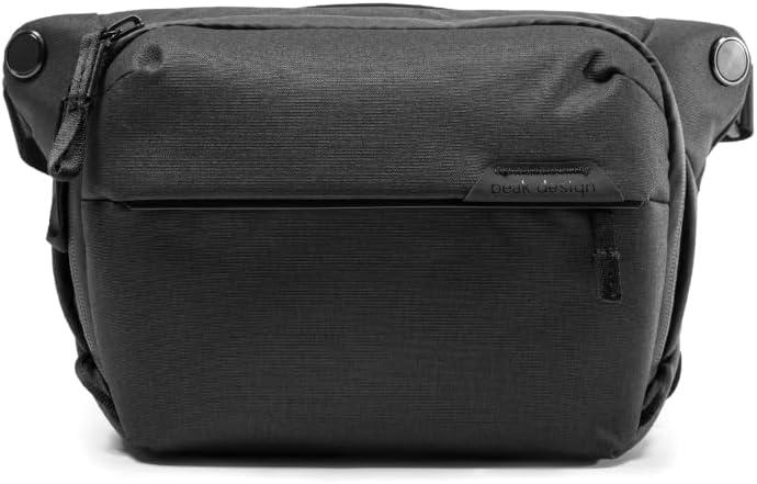 Peak Design Everyday Sling 3L, Black, Padded Adjustable Shoulder Strap for Crossbody or Waist Carry, FlexFold Divider, Ideal for Carrying Cameras or Everyday Essentials, Sling Bag for Men and Women