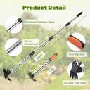 60" Weed Puller Tool with Long Handle and 17" Weeding Tools Gardening Set, Dual Side Hand Weed Rake and Hoe Garden Weeder, Uprooting Weed Pulling Remover Tool for Yard, Patio, Lawn and Garden Planting