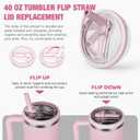 40oz Flip Straw Lid Replacement for Stanley Quencher H2.0 Tumbler, 2 Lilac Leak Proof Flip Lid & 4 Tritan Straws & 2 Straw Brush