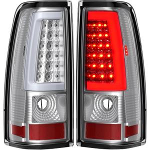 LED Tail Lights Compatible for 2003-2006 Chevy Silverado 1500 2500 3500 2007 Classic, Silvery Housing Clear Lens Rear Brake Lamps Replace OE Replace GM2800174, GM2801174