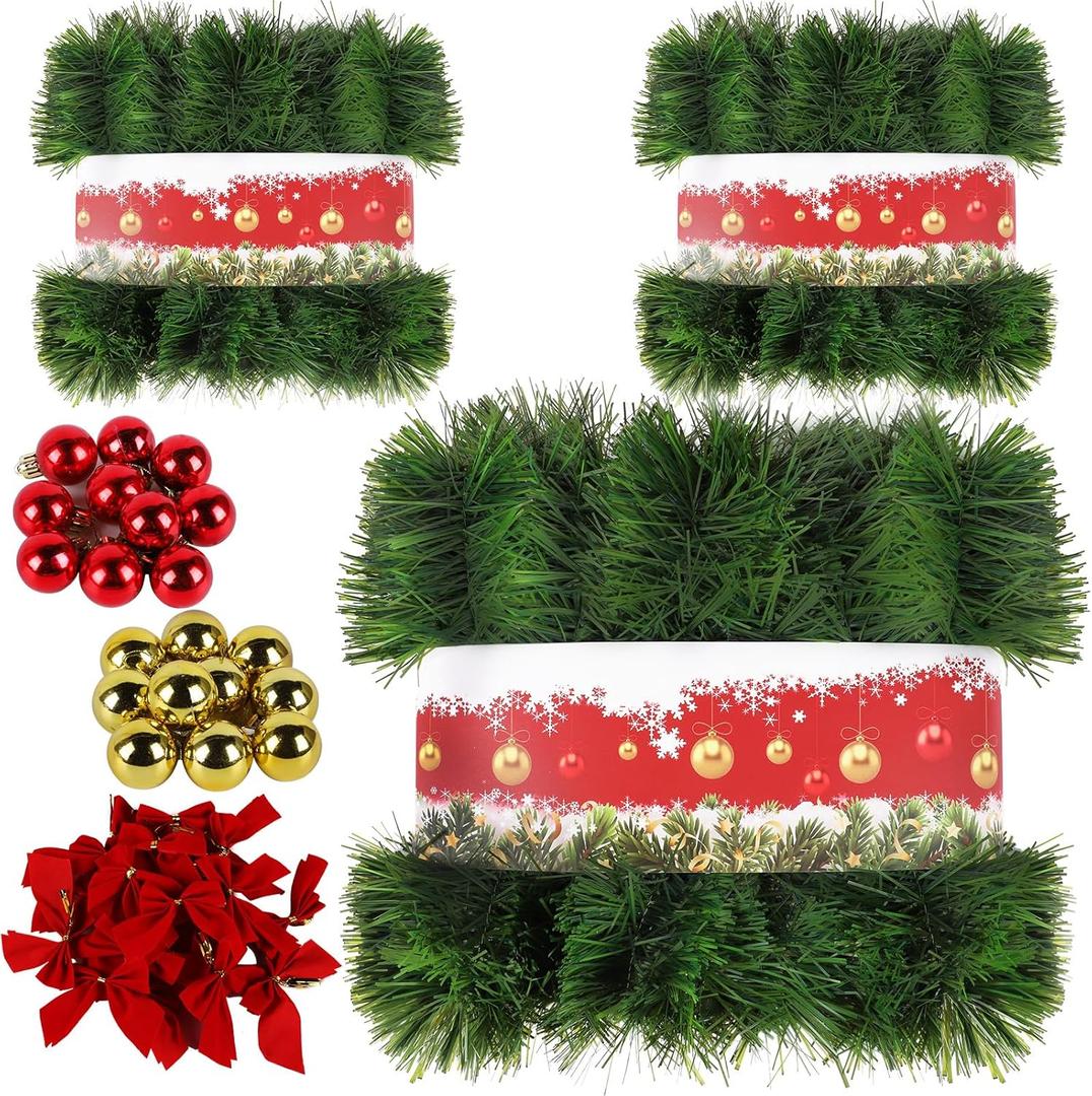 3 Pack 150FT Christmas Garland for Christmas Decoration, Non-Lit Soft Greenery Holiday Decor for Outdoor Indoor Artificial Christmas Twist Garland Home Artificial Greenery Wedding Party Decoration