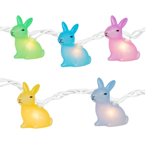 Couah 8.5Ft Multicolor Easter Lights with 10 LED Bunny Lights Plug in Easter String Lights Waterproof for Home Indoor Outdoor Garden Spring Party Easter Decorations