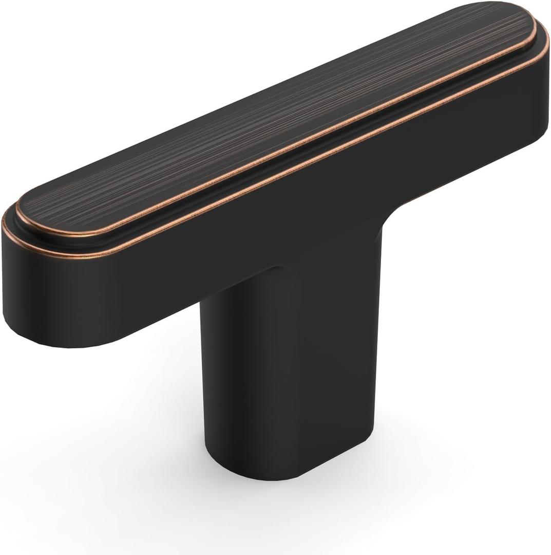 Amerdeco 10 Pack Oil Rubbed Bronze Cabinet Knobs 1.46 Inch(37mm) Single Hole Cabinet Handles Rectangle Drawer Knobs and Pulls for Bathroom Cabinets ZH0065