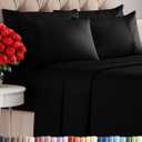 King Sheets Set 6 Piece - Includes 4 Pillowcases - Bed Sheets King Size - Soft Hotel Luxury Bedding - Cooling, Comfy, Fade Free & Breathable - 1 Flat & 1 Fitted & 4 Pillowcases w/ Deep Pockets - Black