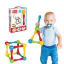 Goobi 15 Piece Construction Set Large Building Blocks Developmental Play Sticks STEM Learning Vibrant Colors Creativity Imagination 3D Puzzle Educational Toys for 1 Year Old Toddlers Preschool