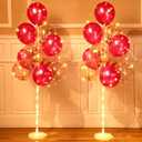 Sosation 2 Set Floor Balloon Column Stand Kit with 40 Balloons and LED Light Holder Ideal for Back to School Baby Shower Birthday Wedding Party Decor Supplies(Rose Red)