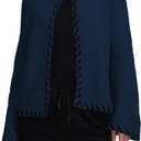 Cakulo Womens Cropped Cardigan Sweaters Bell Sleeve Trendy Fall Chunky Knit Cardigans 2025 Open Front Sweater Coats (Blue, XL)