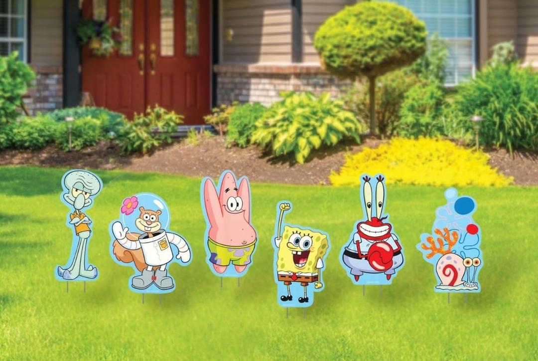Nickelodeon SpongeBob Yard Signs with Metal Stakes, 17" Characters