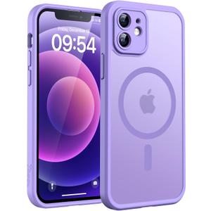 TOCOL Magnetic for iPhone 12 Case, Upgraded [Full Camera Protection] [Compatible with Magsafe] [15FT Military Grade Protection] Bumper for iPhone 12 6.1, Light Purple
