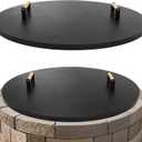 1MORE Fire Pit Lid Round 34" - Metal Firepits Cover with Wooden Handles for Patio Firepits,Rust Resistant 1.5mm Fire Pits Metal Lid, Firepits Accessory, Fire Pits Cover Round, All-season Protective
